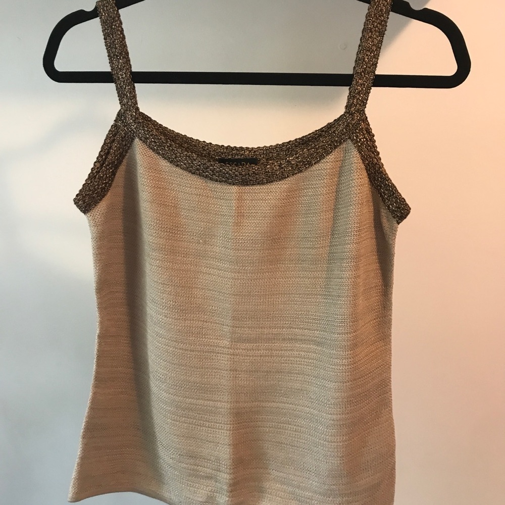 Escada Designer  Knit Cotton Blend Tank Top